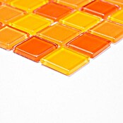 Mozaïektegel Quadrat Crystal mix CM 4523 (32,7 x 30,2 cm, Geel/Oranje/Rood, Glanzend)