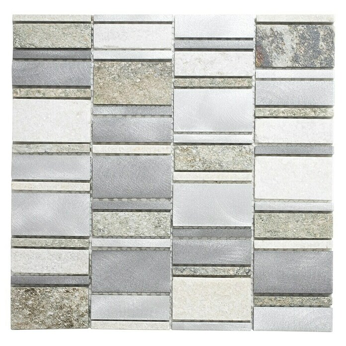 Mosaikfliese Mix XSA 505 (29,8 x 29,8 cm, Silber, Matt)