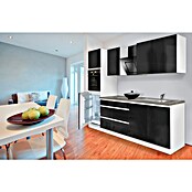 Respekta Premium Küchenzeile GLRP270HWS (Breite: 270 cm, Mit Elektrogeräten, Schwarz Hochglanz)