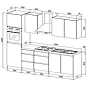 Respekta Premium Keukenblok (Breedte: 270 cm, Met elektrische apparatuur, Grijs hoogglans)