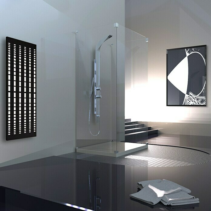 Designheizkörper Broken Mirror 2 (47 x 120 cm, Ohne Handtuchhalter, 799 W bei 75/65/20 °C, Weiß/Schwarz)