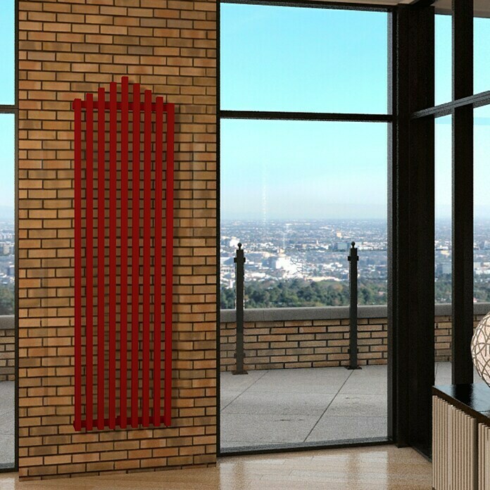 Designheizkörper Pipe (51 x 180 cm, 1.118 W bei 75/65/20 °C, Rot)