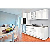Respekta Premium Küchenzeile GLRP270HWW (Breite: 270 cm, Mit Elektrogeräten, Weiß Hochglanz)