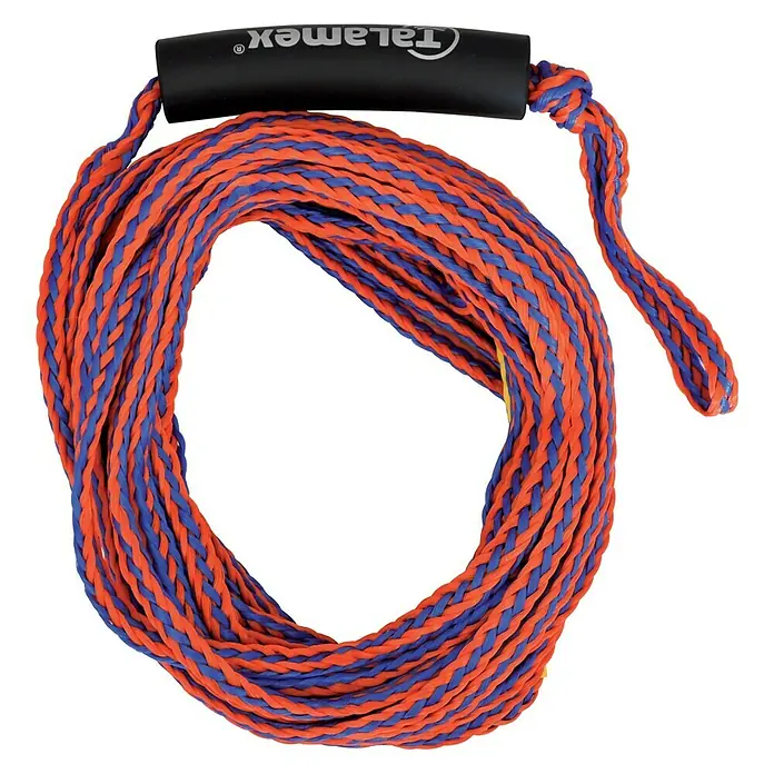 Talamex Funtube-Set Fire - Durchmesser: 137 cm, Geeignet für: 1 Person, Schnellbefestigung - Talamex Wassersport Schleppleine mit Griff in Orange und Blau. Perfekt für Wasserski und andere Zugsportarten, robust und langlebig.