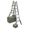 Krause Stabilo Sprossen-Gelenk-Teleskopleiter mit 4 Holmverlängerungen (Arbeitshöhe: 5 m, 4 x 4 Sprossen, Treppenfunktion, Aluminium)