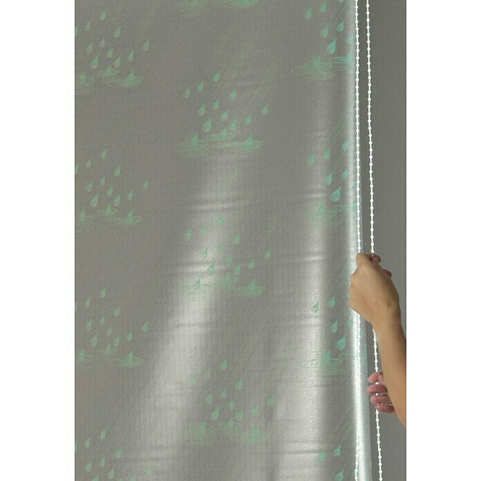 Eco-Dur Duschrollo deluxe (134 x 240 cm, Tropfen, Calypso/Weiß)