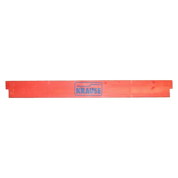 Krause Längsboard - Länge: 2 m - Krause Leiter-Holm: Ein rot lackierter, hölzerner Leiter-Holm mit dem blauen Krause-Logo, ideal für sichere Reparaturen und Konstruktionen.