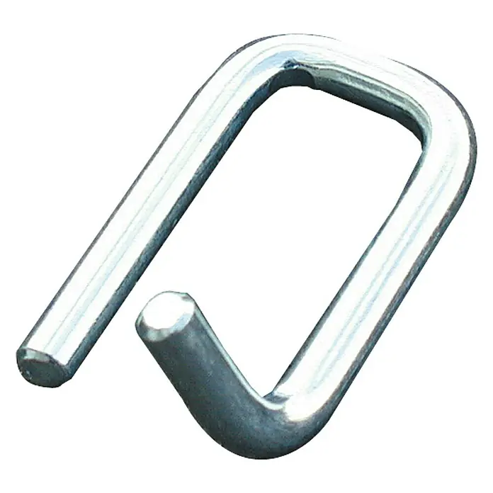 Krause ClimTec Fallstecker - Passend für: Krause ClimTec Gerüste - Detailaufnahme eines silberfarbenen Verzurrhakens, einem nützlichen Zubehör für die Ladungssicherung.
