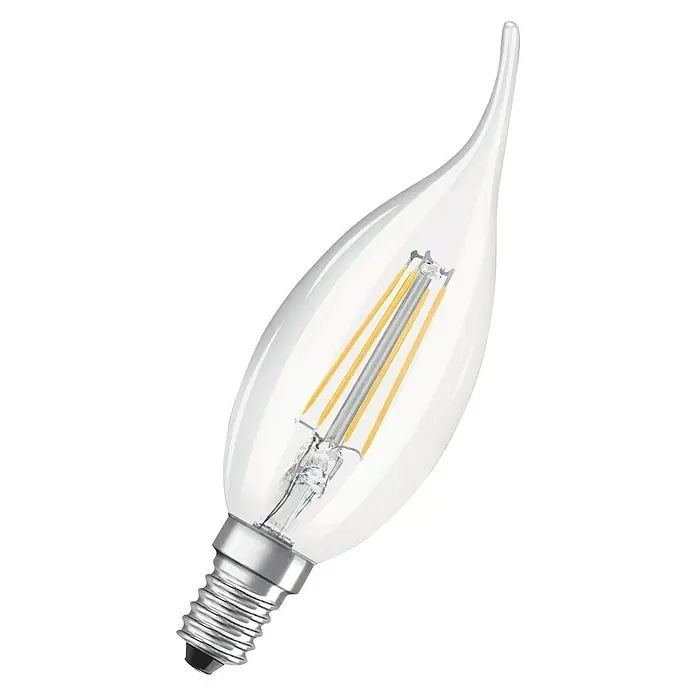 Osram LED-Lampe Retro CLBA E14 - E14, Nicht Dimmbar, Warmweiß, 470 lm, 4 W - Diese LED-Filamentlampe in Kerzenform ist energieeffizient und sorgt für warmes Licht. Ideal für dekorative Beleuchtung.