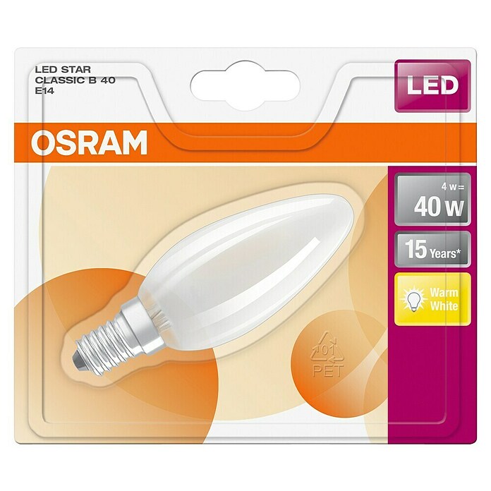 Osram Ledlamp Retrofit Classic B (4 W, E14, Warm wit, Niet dimbaar, Mat, Energielabel: A++)