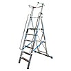 Krause Stabilo Stufenstehleiter (Arbeitshöhe: 3,4 m, 6 Stufen, Aluminium, Sicherheitsbügel)