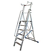 Krause Stabilo Stufenstehleiter (Arbeitshöhe: 3,65 m, 7 Stufen, Aluminium, Sicherheitsbügel)