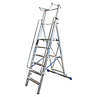 Krause Stabilo Stehleiter (Anzahl Tritte: 6 Stk., Arbeitshöhe: 3,4 m, Aluminium, Sicherheitsbügel)
