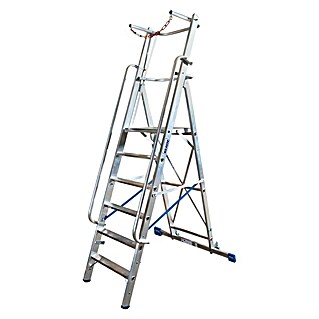 Krause Stabilo Stufenstehleiter (Arbeitshöhe: 3,65 m, 7 Stufen, Aluminium, Sicherheitsbügel)