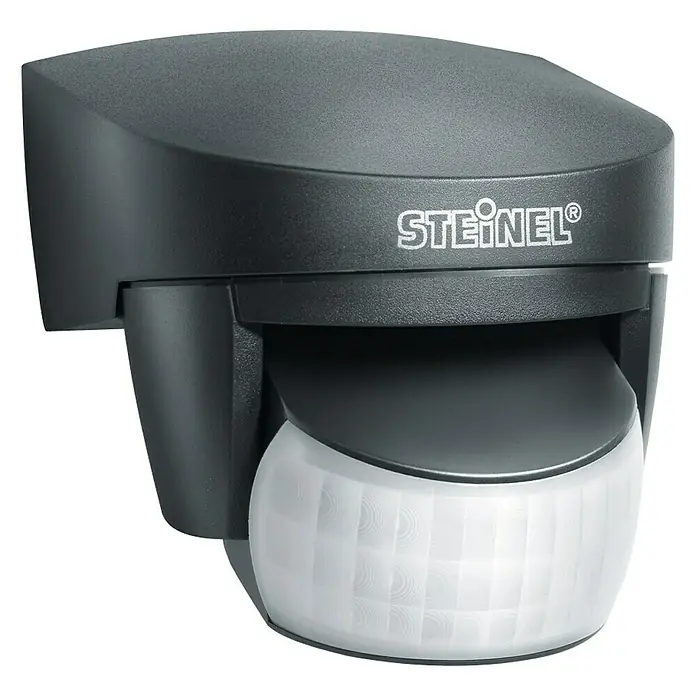 Steinel Bewegungsmelder IS 140-2 schwarz - Reichweite Sensor: 14 m, Schwarz, Erfassungswinkel Sensor: 140 °, L x B x H: 99 x 86 x 82 mm - Nahaufnahme eines Steinel Bewegungsmelders.