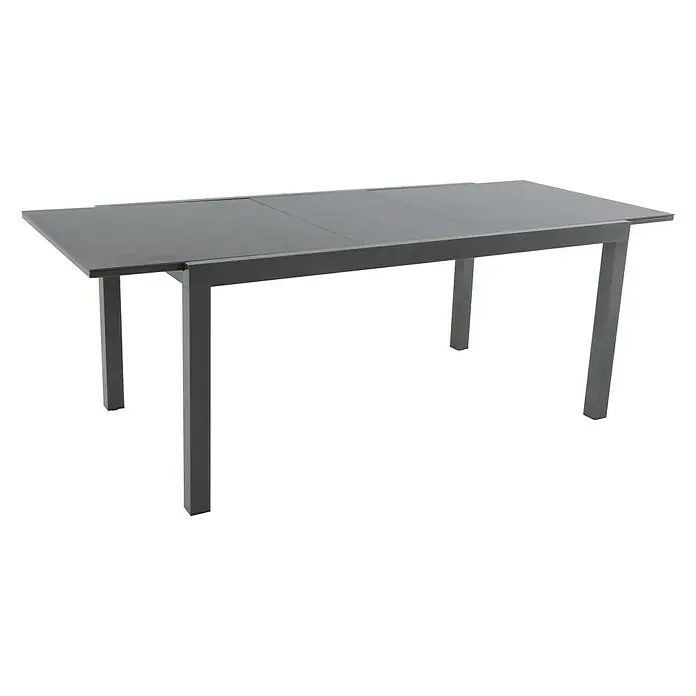 Gartenmöbel-Set Maja IV - 7 -tlg., Glas/Textilen/Aluminium, Anthrazit, Tischplatte ausziehbar - Grauer Gartentisch mit Ausziehfunktion für mehr Platz im Freien. Perfekt für Mahlzeiten im Freien und gesellige Runden.
