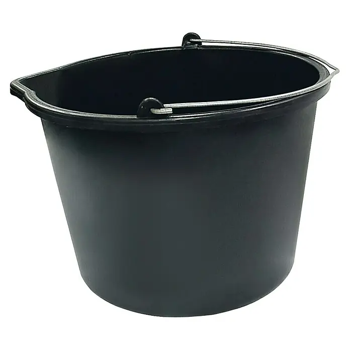 Probau Baueimer mit Ausguss - Fassungsvermögen: 20 l - Schwarzer Eimer mit einem stabilen Metallgriff, ideal für verschiedene Aufgaben im Haushalt und Garten. Robust und langlebig.