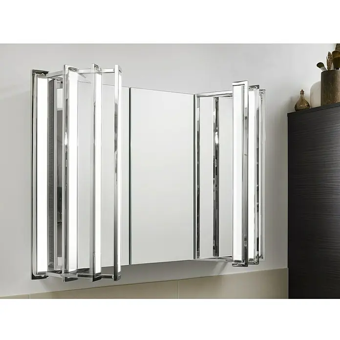 Camargue LED-Spiegelschrank Flexilight - B x H: 92,3 x 65 cm, Grafit - Ein moderner Spiegel mit Chromrahmen und integrierter Beleuchtung. Perfekt für Badezimmer und Ankleidezimmer.