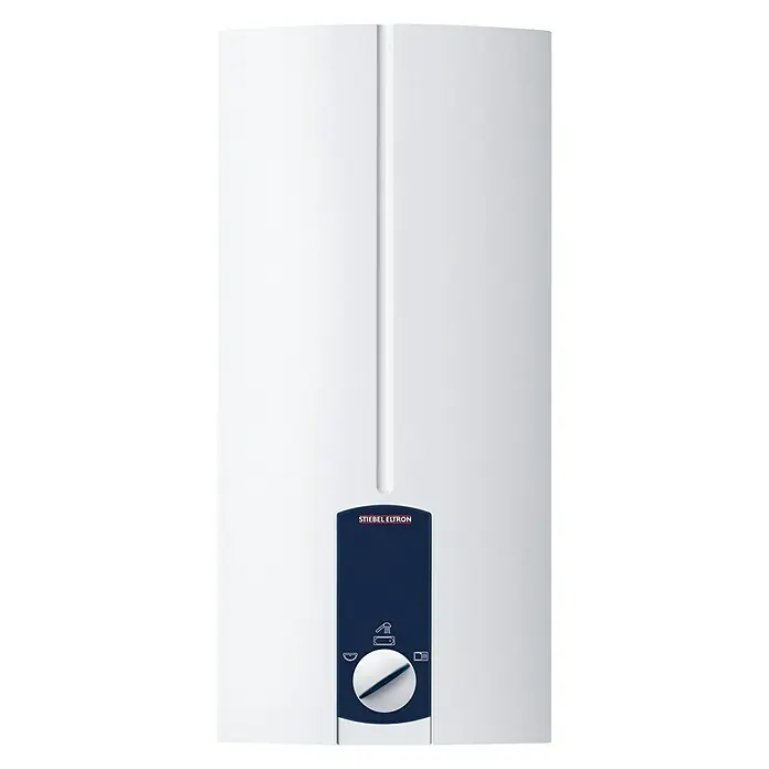 Stiebel Eltron Durchlauferhitzer DHB 21 ST - 21 kW, Elektronisch, Geschlossen - Ein Standbild eines Stiebel Eltron Warmwasserbereiters, der sich durch sein schlichtes, weißes Design und benutzerfreundliche Bedienelemente auszeichnet.