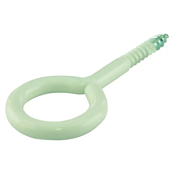 Ringschraube - Ø x L: 10 x 25 mm, Stahl, Kunststoffbeschichtet, 2 Stk., Weiß - Hellgrüne Ringschraube mit Gewinde für Befestigungszwecke, ideal für einfache Aufhängungen im Innenbereich.