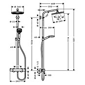Hansgrohe Crometta Hoofddoucheset Showerpipe Crometta S 240 (Met thermostaatkraan, Gatafstand: 103,4 cm, Aantal functies: 2, Chroom)