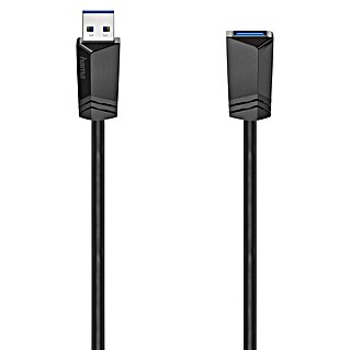Hama Cable alargador USB - A (Largo: 23 cm, Clavija USB A, Negro)