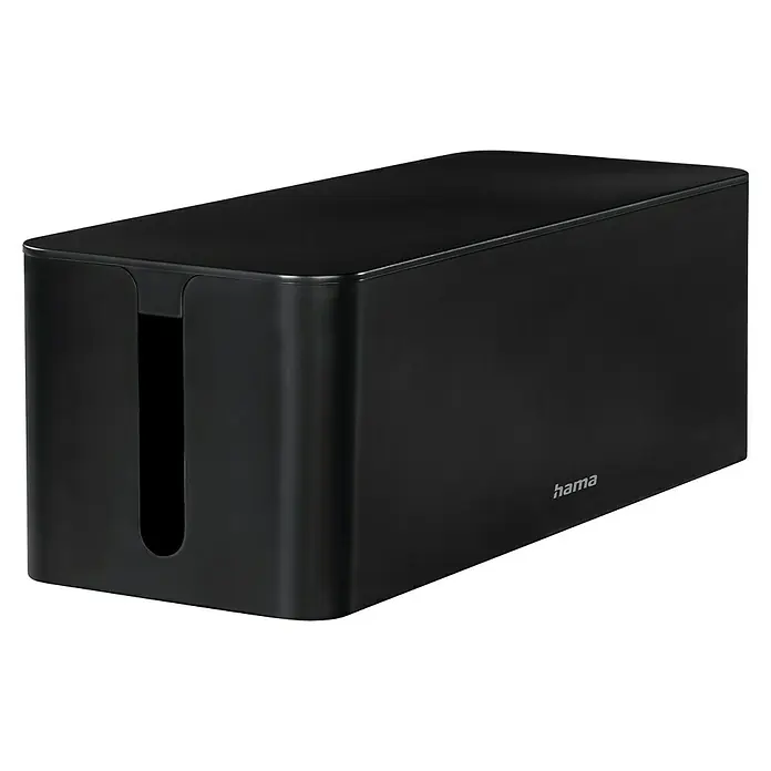 Hama Kabelbox Maxi - Schwarz, L x B x H: 40,6 x 15,6 x 13,5 cm - Schwarze Hama Kabelbox zur stilvollen Aufbewahrung und zum Schutz von Kabeln, für ein ordentliches und aufgeräumtes Erscheinungsbild.