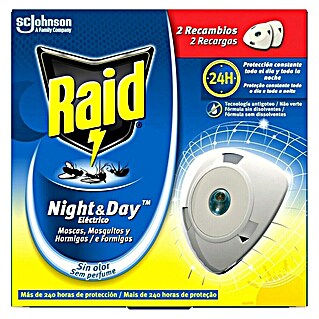 Raid Producto anti-insectos eléctrico líquido Night&Day 2 recambios (2 ud.)