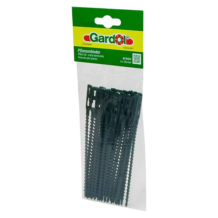 Gardol Universalbinder - 13 cm, 40 Stk. - Eine Packung Gardol Pflanzenbinder, bestehend aus 40 Stück mit den Maßen 5 x 130 mm, ideal für die Befestigung von Pflanzen im Garten.