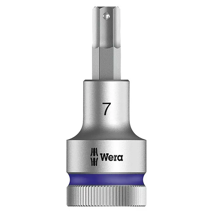 Wera Zyklop Steckschlüsseleinsatz - Innensechskantschrauben, Schlüsselweite: 7 mm, ½″ - Wera 8740 A Zyklop Bit-Nuss, ideal für Sechskantschrauben. Hochwertiges Werkzeug für Profis und Heimwerker, mit "7" Markierung für schnelle Identifizierung.