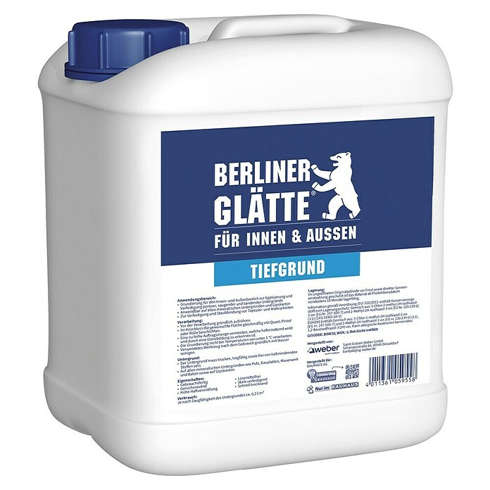 Berliner Glätte Tiefengrund (5 l, Lösemittelfrei, Gebrauchsfertig) | BAUHAUS