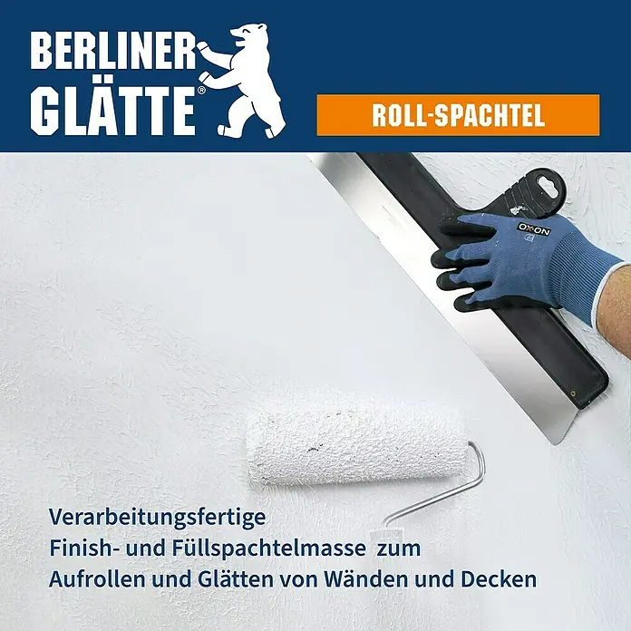 Berliner Glätte Rollspachtel - 15 kg, Gebrauchsfertig - Berliner Glätte Roll-Spachtel zum Auftragen und Glätten von Wänden und Decken. Einfache Anwendung für ein perfektes Finish.