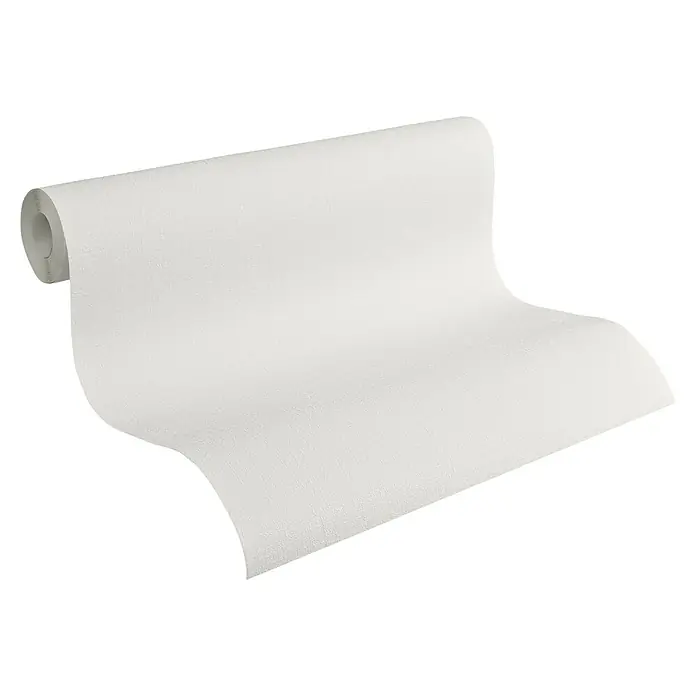 Atlantis Protect Vliestapete Gewebestruktur - Weiß, Uni, 10,05 cm x 0,53 m - Eine Rolle weißer Tapete mit einer feinen Textur, die sich für die Wandgestaltung eignet. Ideal für moderne und klassische Einrichtungen.