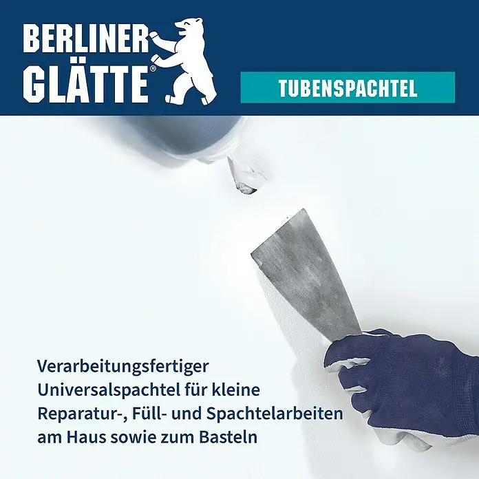Berliner Glätte Fertigspachtel Tube - 250 g - Berliner Glätte Tubenspachtel: Gebrauchsfertiger Universalspachtel für kleine Reparaturen, Füll- und Spachtelarbeiten im Haus und zum Basteln.