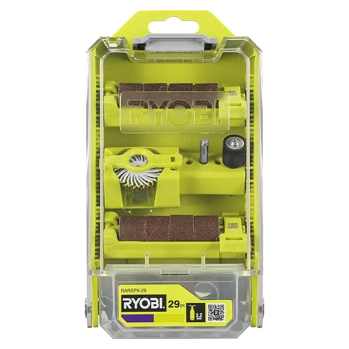 Ryobi Zubehör-Set Schleifen & Polieren RARSPK-29 - 29 -tlg. - Ryobi Schleifzubehör-Set: 29-teiliges Set mit verschiedenen Schleifaufsätzen für präzises und vielseitiges Schleifen.