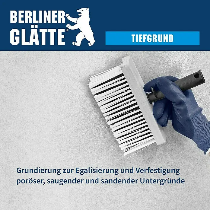 Berliner Glätte Tiefengrund - 5 l - Tiefgrund von Berliner Glätte: Ideal zur Egalisierung und Verfestigung poröser, saugender und sandender Untergründe.