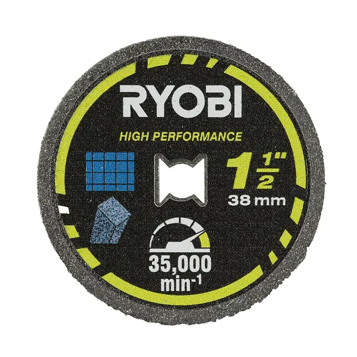 Ryobi Diamant-Trennscheibe RAR305 Twist-Lock - Durchmesser Scheibe: 38 mm, Passend für: Rotationswerkzeuge mit 3,2 mm (1/8") Spannzangenkapazität - RYOBI Schleifscheibe mit hoher Leistung, 38 mm Durchmesser und maximal 35.000 U/min. Für präzises Schleifen und Polieren.