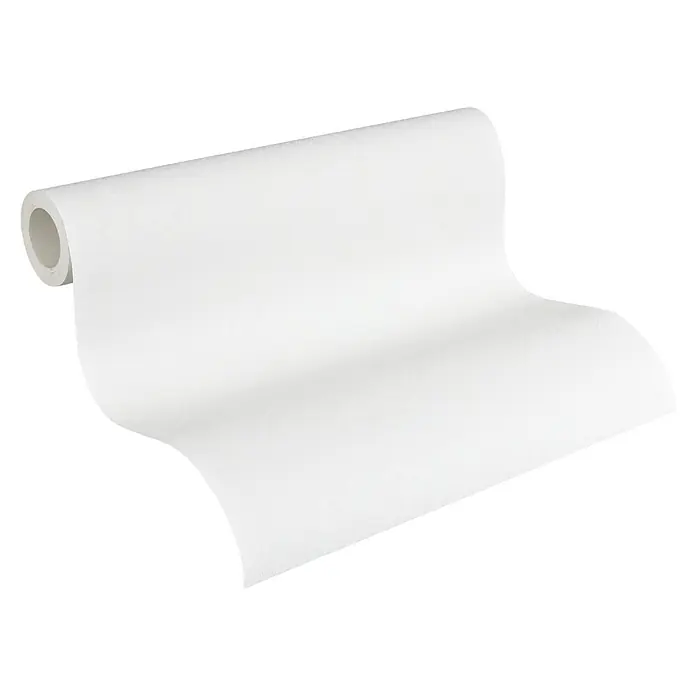 Atlantis Protect Vliestapete Rauputzoptik - Weiß, Uni, 10,05 cm x 0,53 m - Nahaufnahme einer Rolle glatter, weißer Tapete, ideal für moderne Wanddekorationen.
