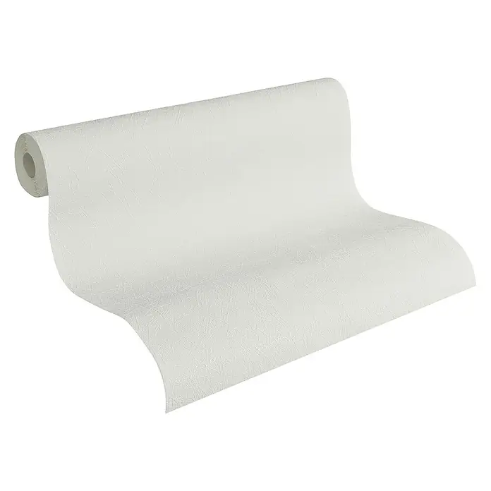 Atlantis Protect Vliestapete Strukturmuster - Weiß, Uni, 10,05 cm x 0,53 m - Nahaufnahme einer Rolle weißer Vliestapete mit dezenter Textur, die Eleganz und Schlichtheit für moderne Raumgestaltung verspricht.