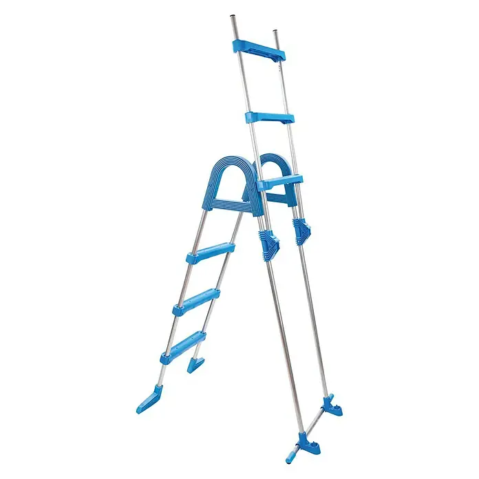 myPool Poolleiter - Passend für: Poolhöhe 120 cm, Edelstahl, Blau/Silber - Schwimmbadleiter aus blauem Kunststoff und silbernem Metall. Die Leiter ist für den sicheren Ein- und Ausstieg in den Pool konzipiert.