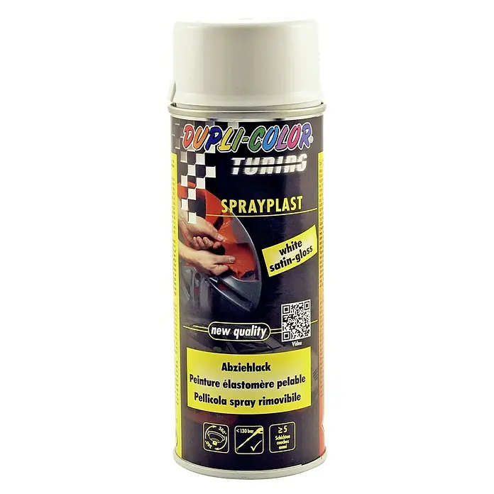 Dupli-Color Tuning Abziehlack SPRAYPLAST - Weiß, 400 ml - Dose Dupli-Color Tuning SprayPlast in Weiß seidenmatt, ein ablösbarer Lack für individuelle Fahrzeugakzente und temporäre Designs.