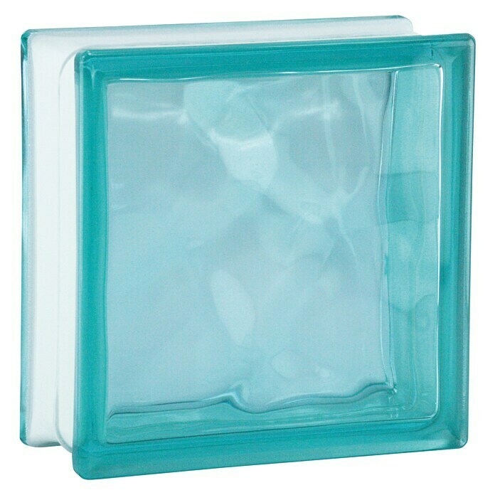 Fuchs Design Glasbaustein (Türkis, Wolke, 19 x 19 x 8 cm)