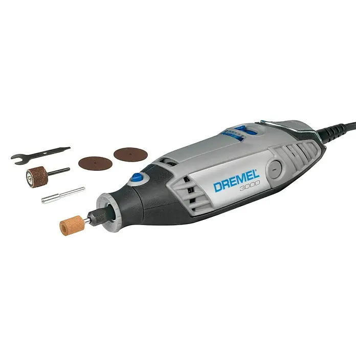 Dremel Elektro-Rotationswerkzeug 3000-5 - 130 W, 10.000 U/min - 30.000 U/min, 5 Zubehöre - Dremel 3000 Multifunktionswerkzeug-Set, ideal zum Schleifen, Schneiden und Polieren. Das Set enthält verschiedene Aufsätze für diverse Anwendungen.