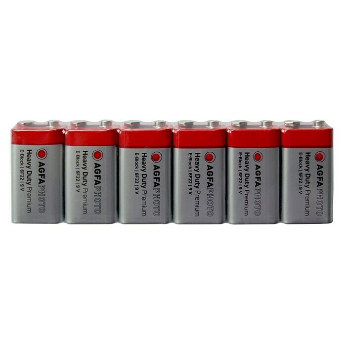 Batterie Heavy Duty (9-Volt-Block, Zink-Kohle, 9 V, 6 Stk.)