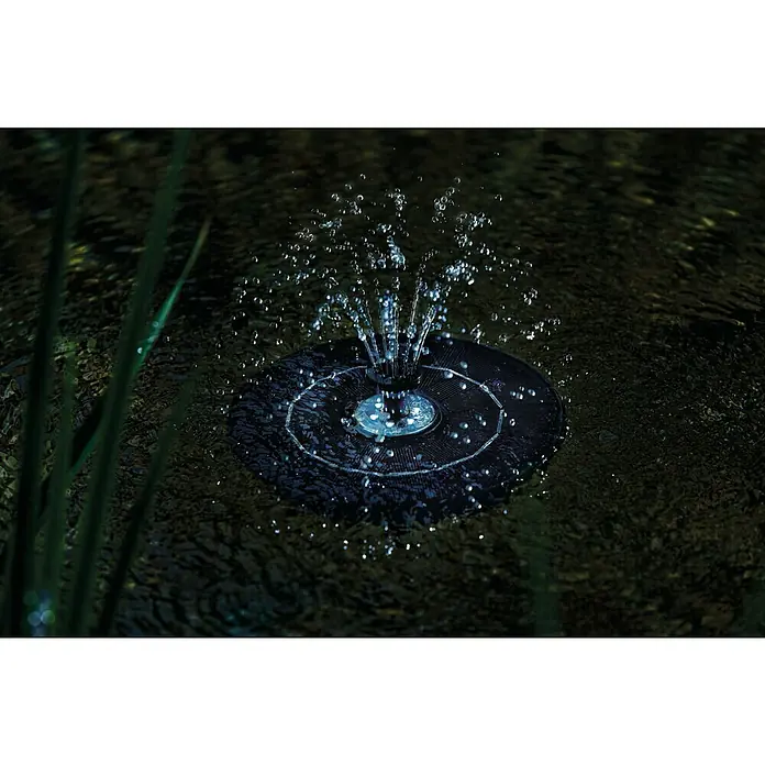Pontec Solar-Teichpumpe - Leistung: 2,5 W - Solarbetriebene Teichpumpe mit Sprinkler. Die Teichpumpe schwimmt auf dem Wasser und sprüht Wasserfontänen.