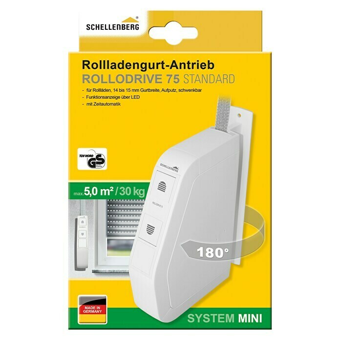 Schellenberg Rollladen-Gurtwickler Rollo Drive 75 Standard  (Aufputz, Gurtbreite: 14 - 15 mm, Lochabstand: 172 mm)