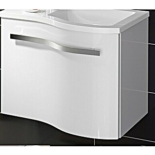Camargue Wave Mini Waschtischunterschrank (59 x 39,1 x 49,8 cm, Rechts, Weiß, Hochglanz)