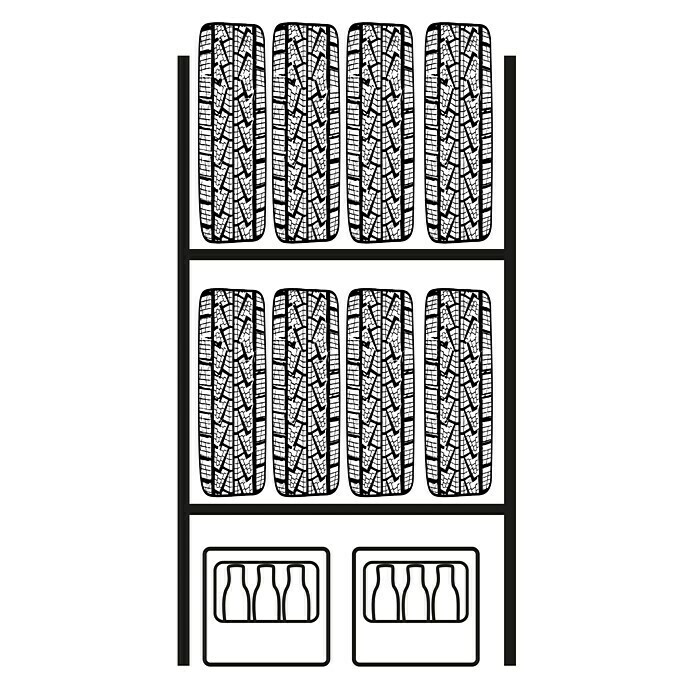 Scholz System Metall-Reifen- & Lagerregal320 x 1.050 x 1.920 mm, Feldlast: 2.500 kg Use Shot