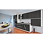 Respekta Premium Composición de cocina (Ancho: 445 cm, Con dispositivos eléctricos, Gris de alto brillo)