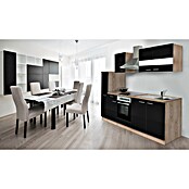 Respekta Composición de cocina (Ancho: 240 cm, Con dispositivos eléctricos, Negro)